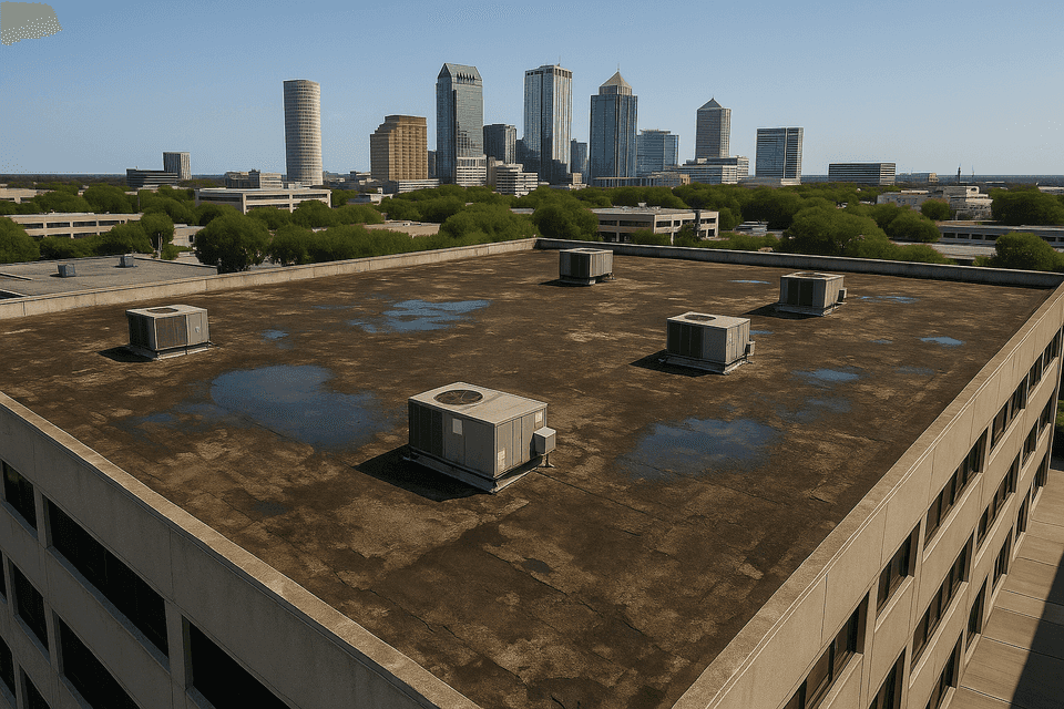 Tampa Commercial Flat Roof - TPO - Before